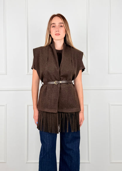 LH56791 - GILET APERTURA LATERALE FRANGE SUL FONDO