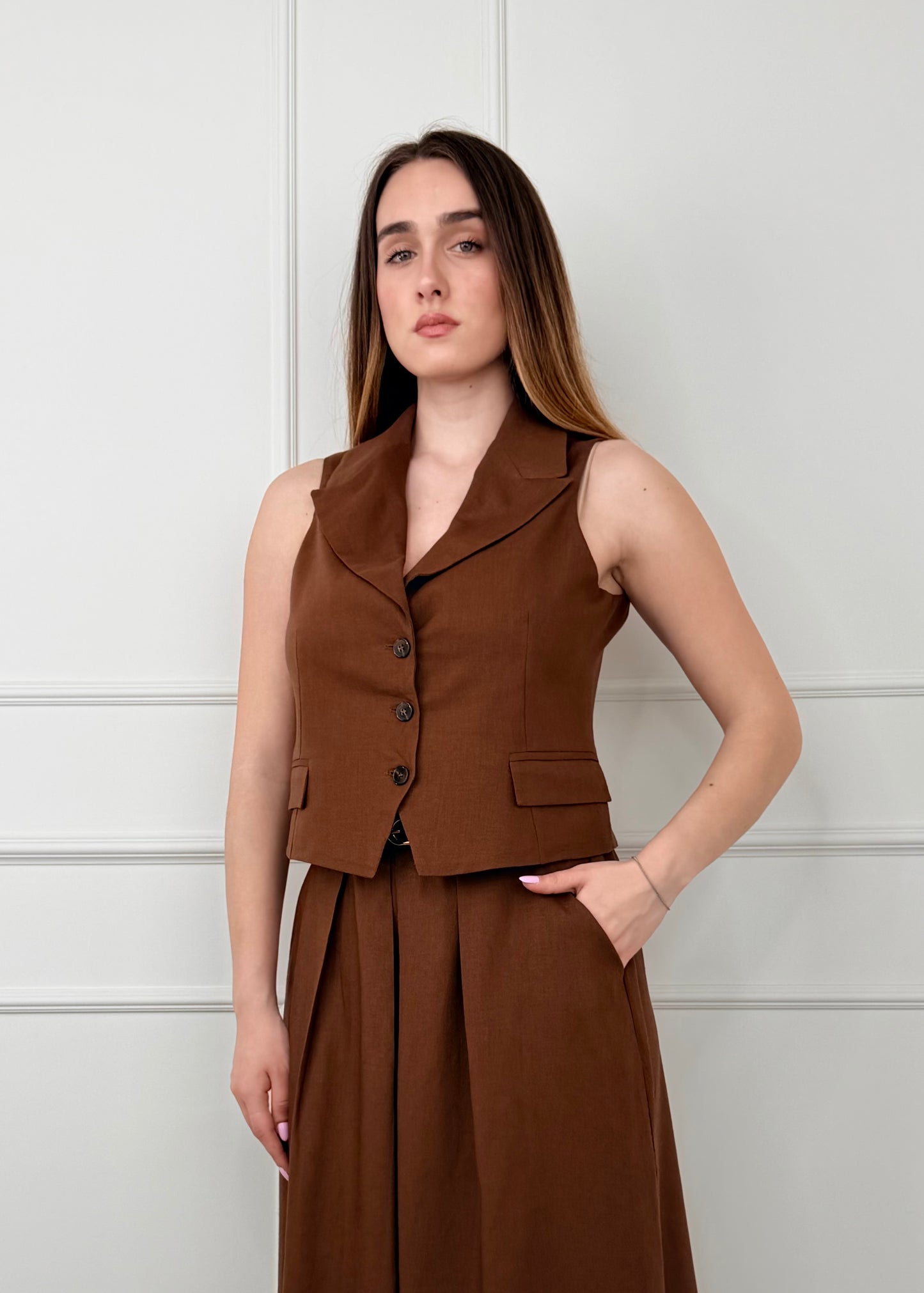 U19153 - BREND GILET MISTO LINO E VISCOSA