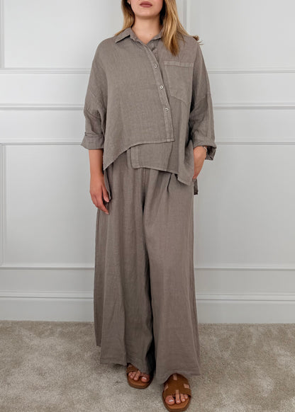 6645 PANTALONE PALAZZO IN LINO