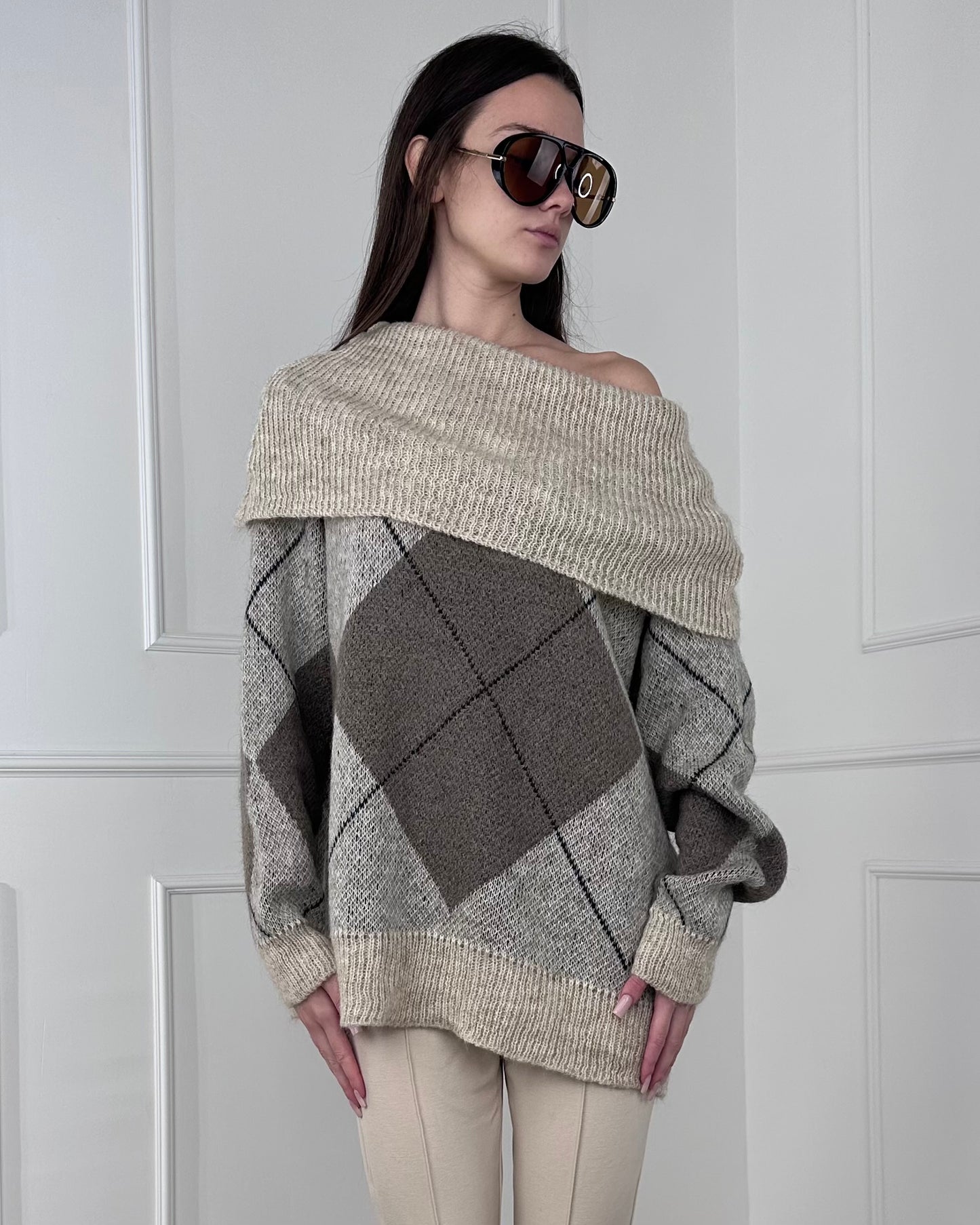 I92847 - BREND MAGLIA ROMBI MISTO MOHAIR