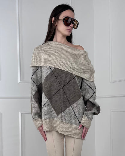 I92847 - BREND MAGLIA ROMBI MISTO MOHAIR