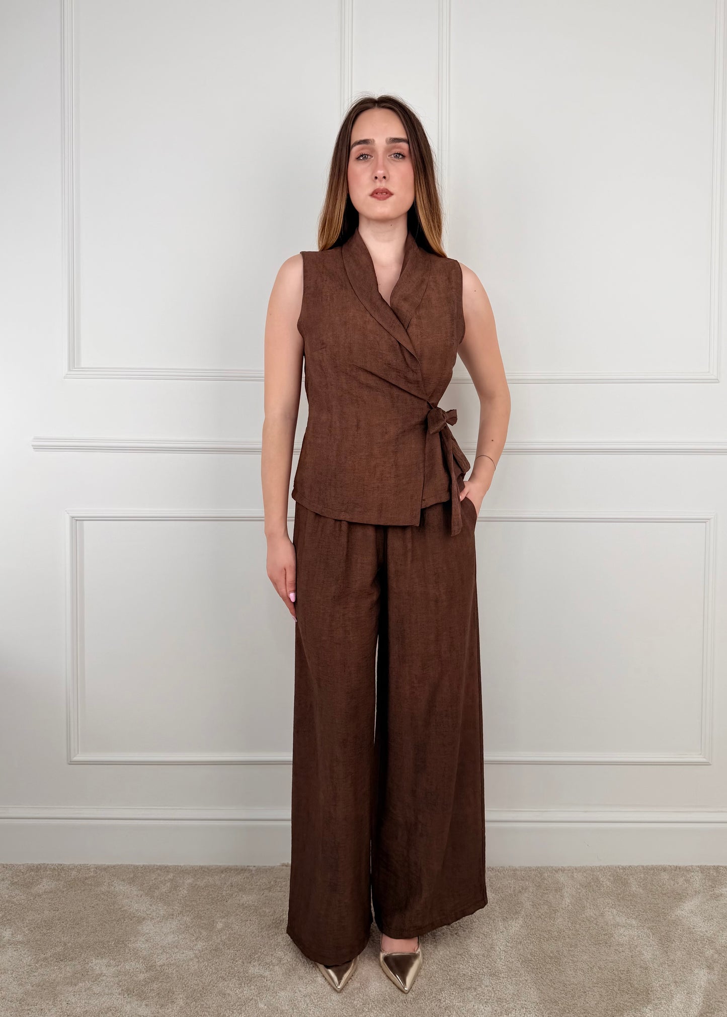 5957 - COMPLETO PANTALONE E GILET CHIUSURA A PORTAFOGLIO