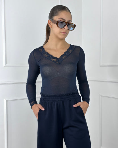 5060 - MAGLIA MISTO CASHMERE CON PIZZO