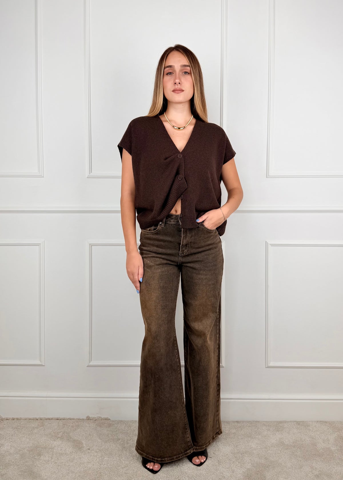 60119WF26 - GIORGIA & J.  DENIM WIDE LEG A VITA ALTA