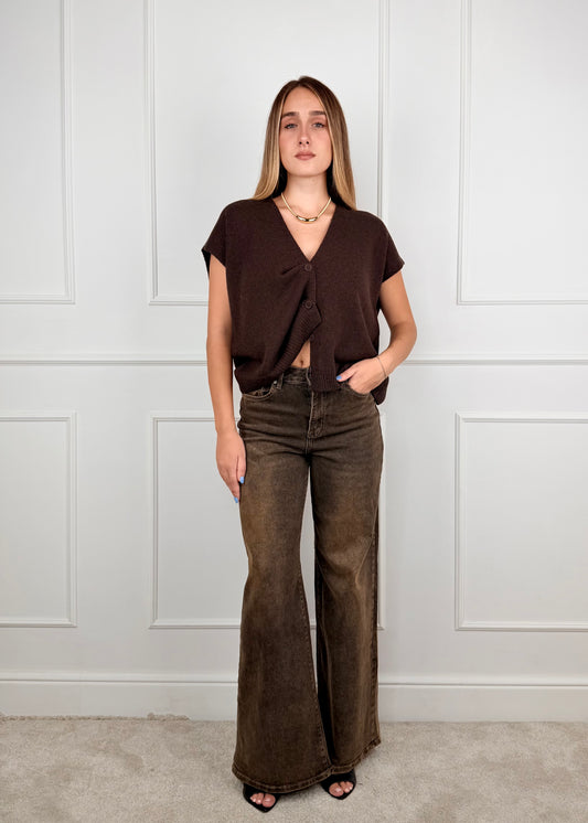 60119WF26 - GIORGIA & J.  DENIM WIDE LEG A VITA ALTA