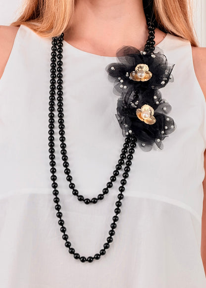 CLN • COLLANA FIORE NERO DORATO