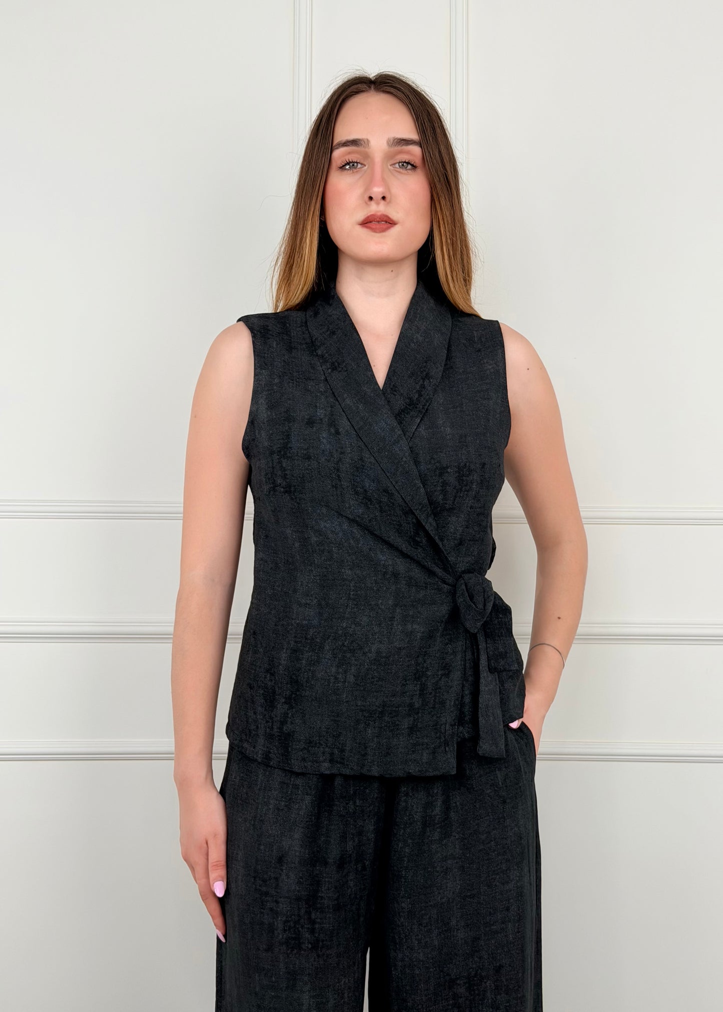5957 - COMPLETO PANTALONE E GILET CHIUSURA A PORTAFOGLIO