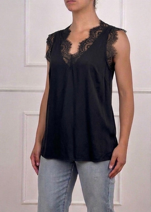 22094 - T-SHIRT IN VISCOSA SCOLLO IN PIZZO