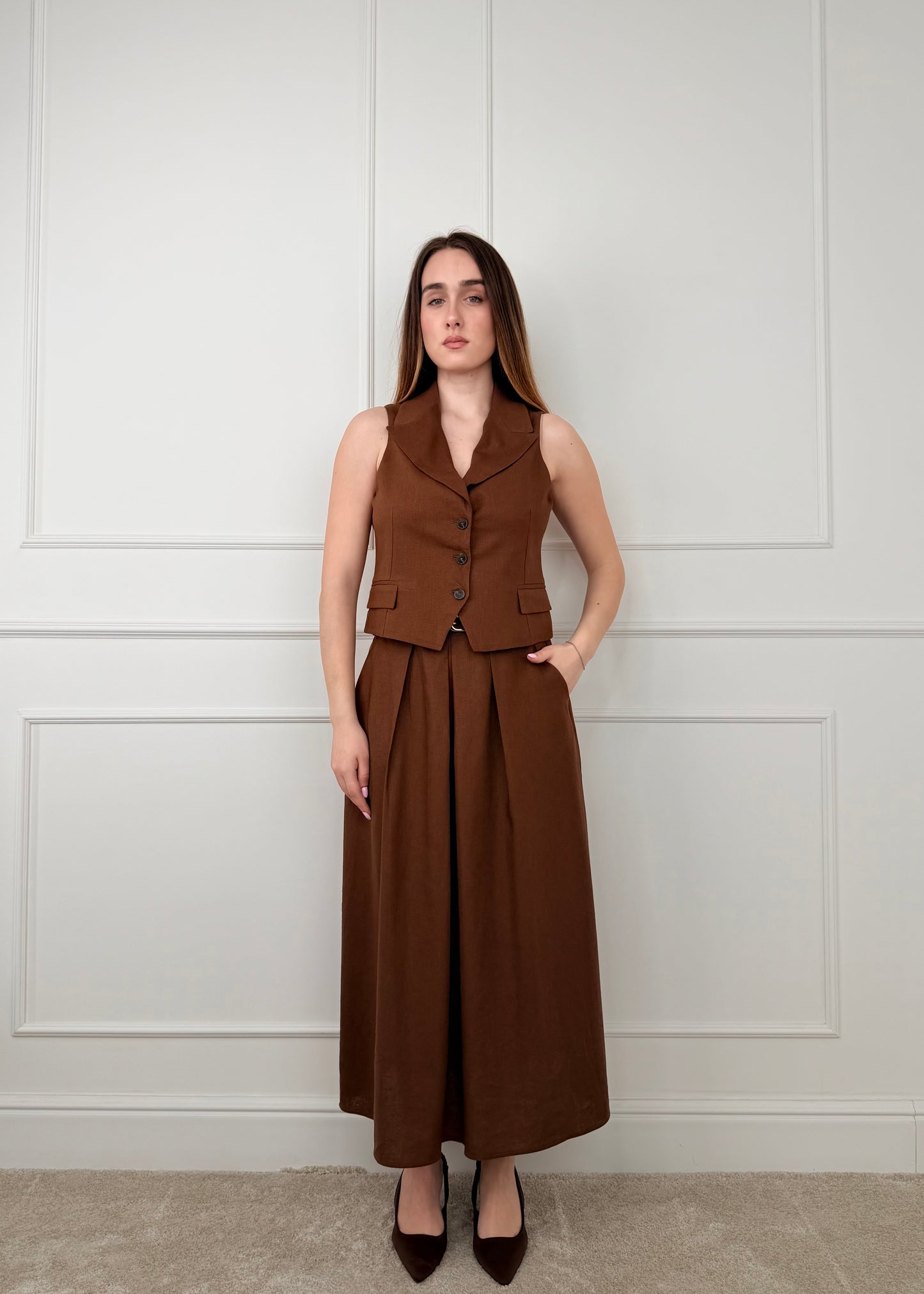 U19153 - BREND GILET MISTO LINO E VISCOSA