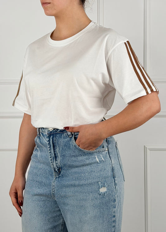 H5232B - BREND T-SHIRT CON BANDE.