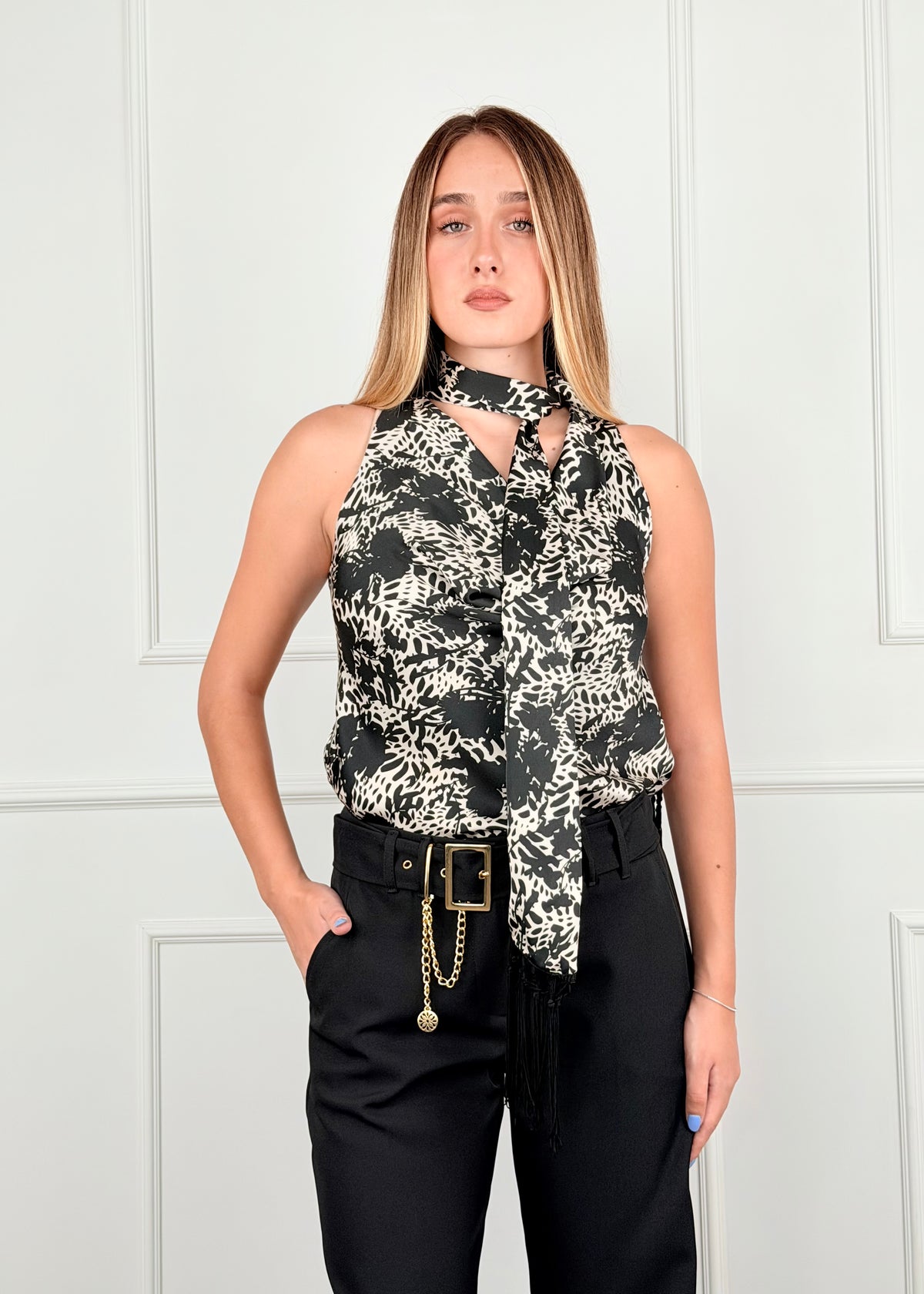 60038WF • TOP STAMPA ASTRATTA CON FUSCIACCA GIORGIA