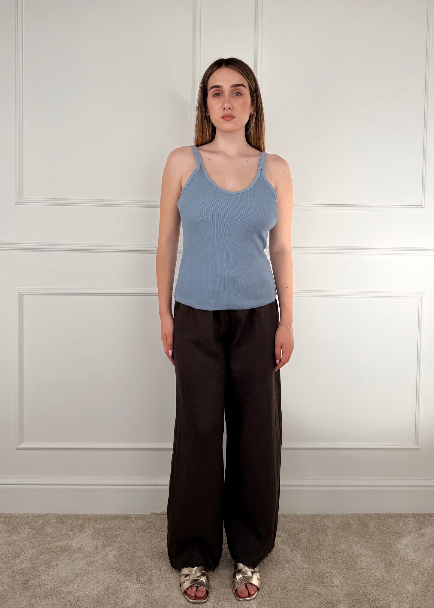 S26PL22 - TENSIONE IN PANTALONE PALAZZO IN LINO