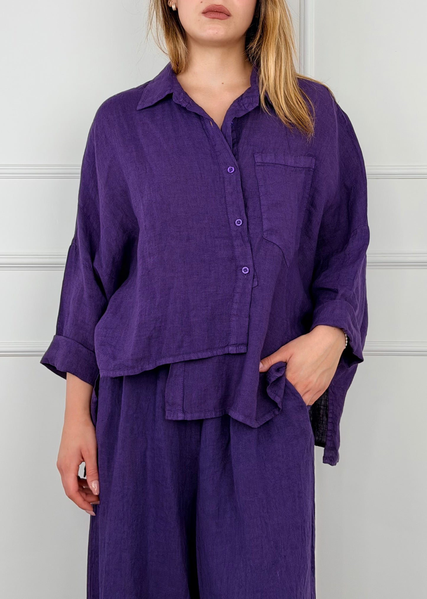 9452 - CAMICIA TAGLIO ASIMMETRICO IN LINO