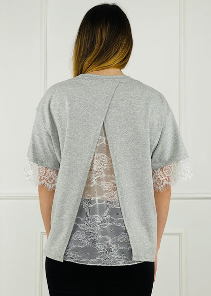 28377 - T-SHIRT APERTURA SUL RETRO CON PIZZO