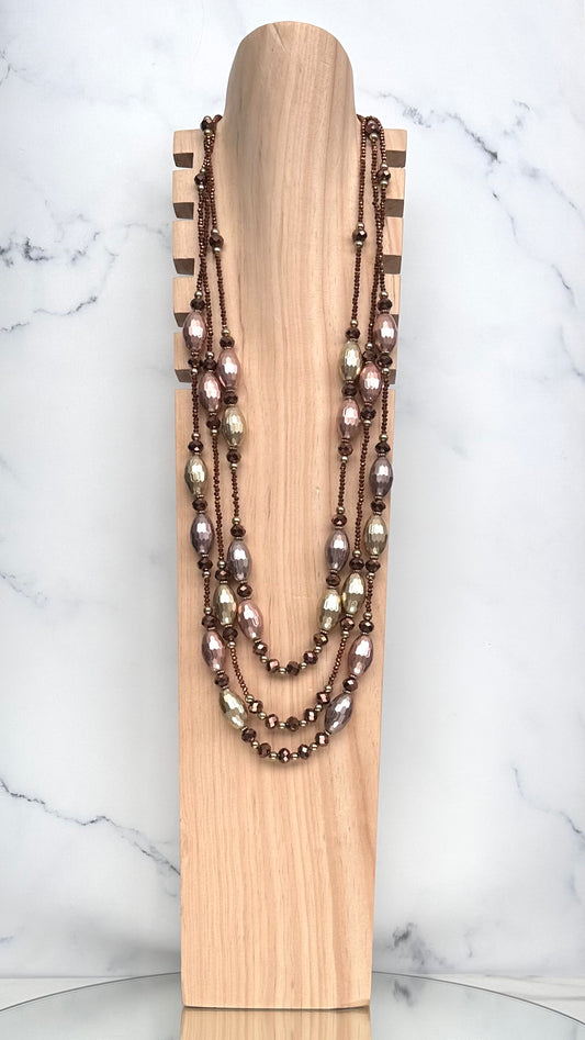 CLN14 COLLANA A TRE FILI CON PERLE