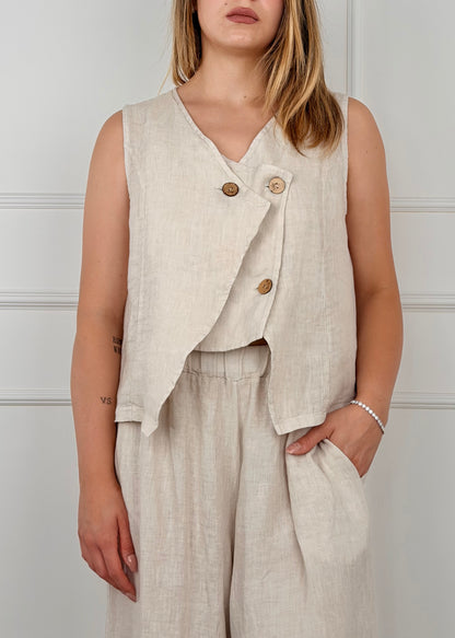 89076 - GILET DOPPIOPETTO IN LINO
