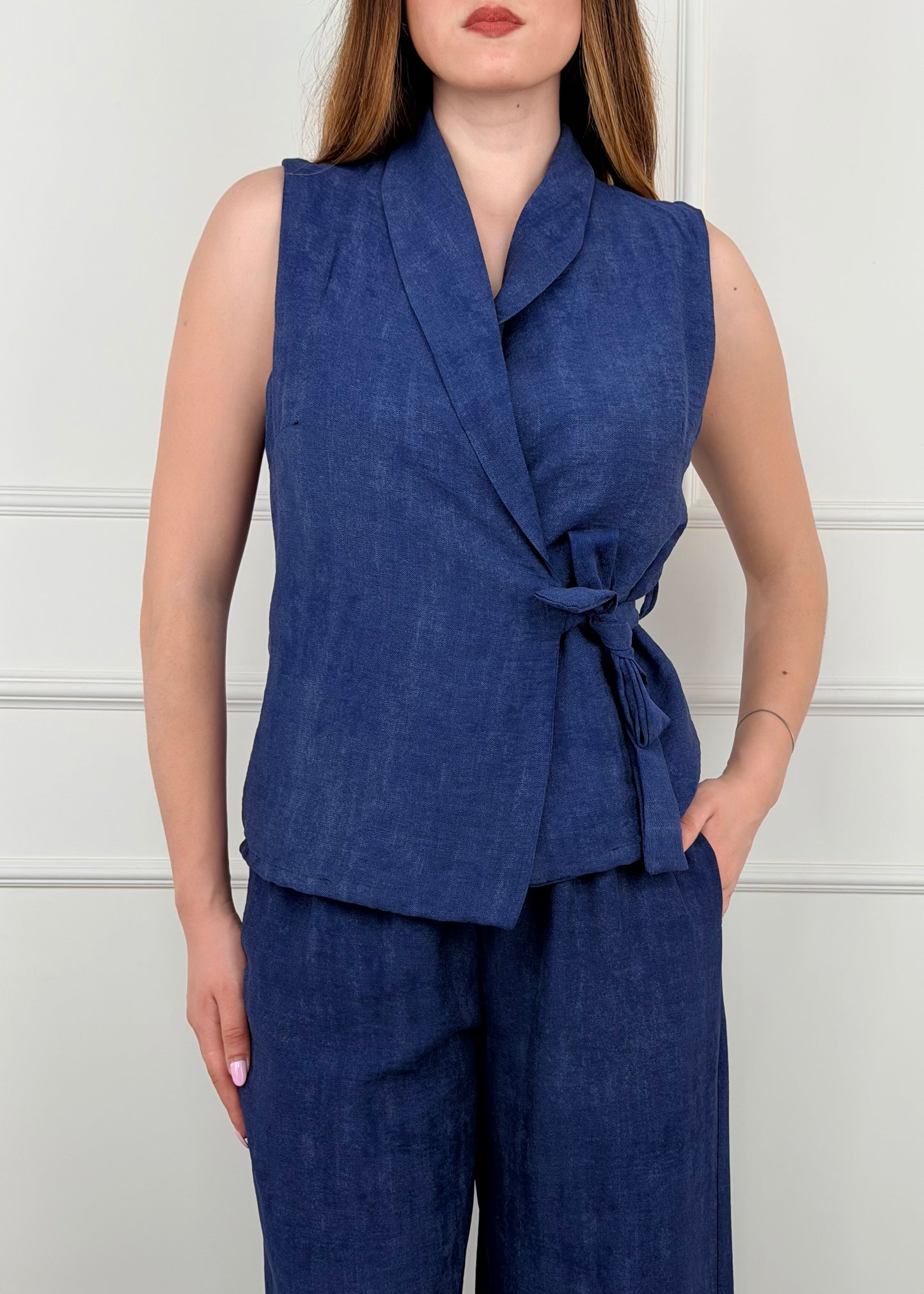 5957 - COMPLETO PANTALONE E GILET CHIUSURA A PORTAFOGLIO