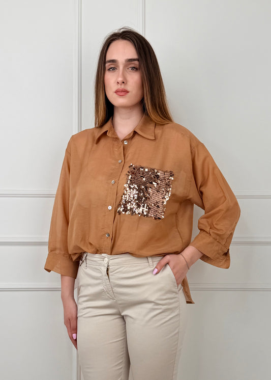 S26CG26 - TENSIONE IN CAMICIA TASCHINO DETTAGLIO  PAILLETTES