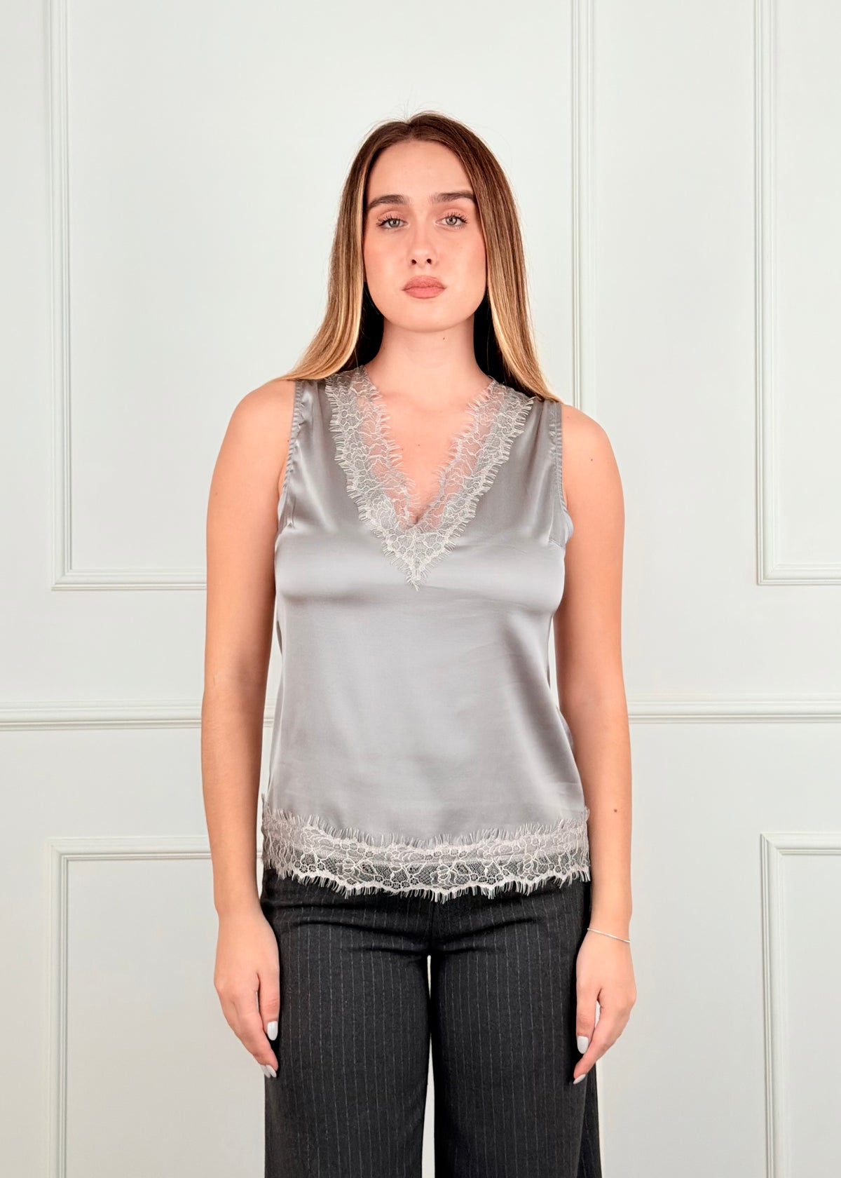 B397 - BREND TOP CON INSERTO IN PIZZO