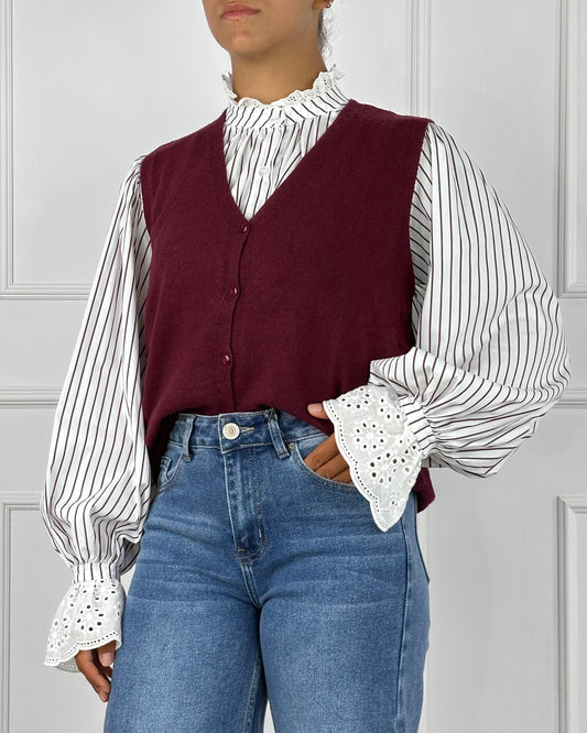 AS323 - GILET MISTO CASHMERE