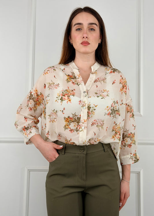 B3361 - CAMICIA FANTASIA FLOREALE MISTO SETA E COTONE