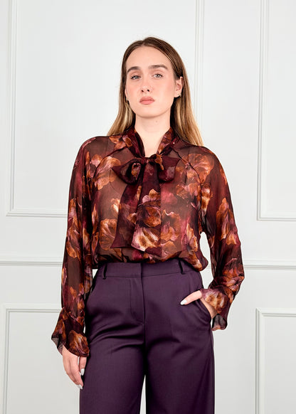 DL93799 - CAMICIA FLOREALE CON FIOCCO • NODO