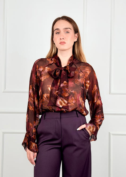 DL93799 - CAMICIA FLOREALE CON FIOCCO • NODO