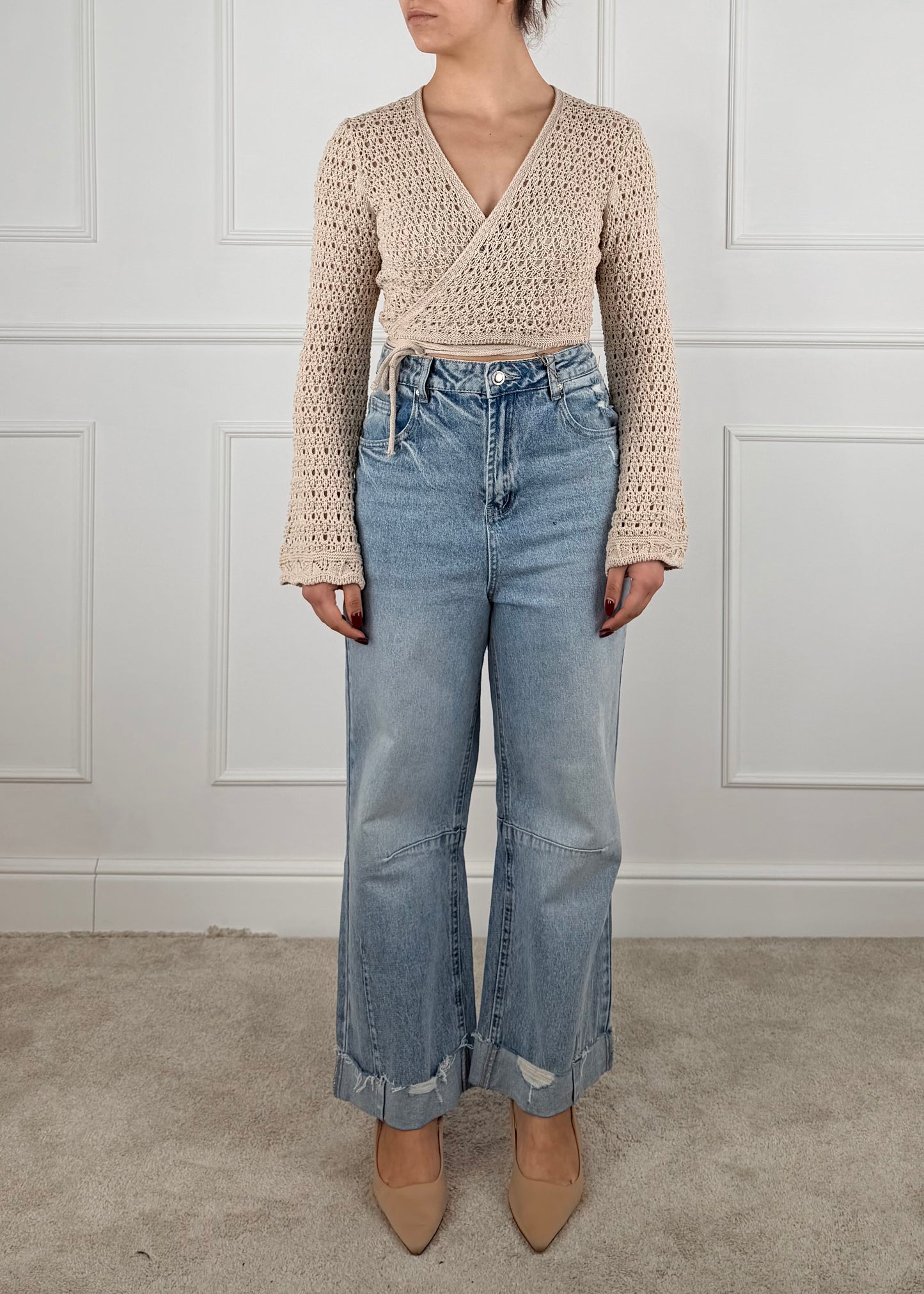 25007 - MAGLIA CROP AD INCROCIO IN CROCHET