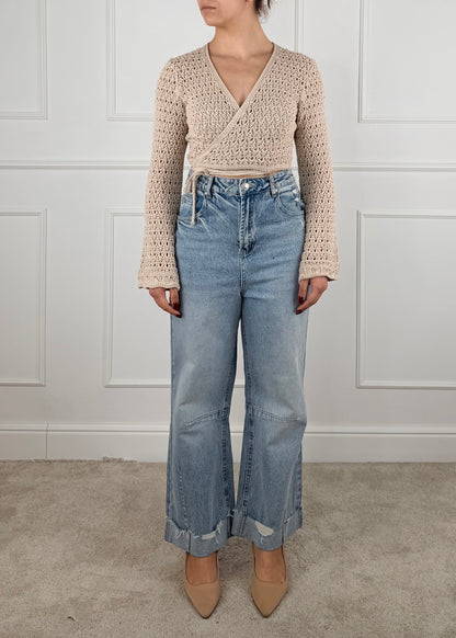 25007 - MAGLIA CROP AD INCROCIO IN CROCHET