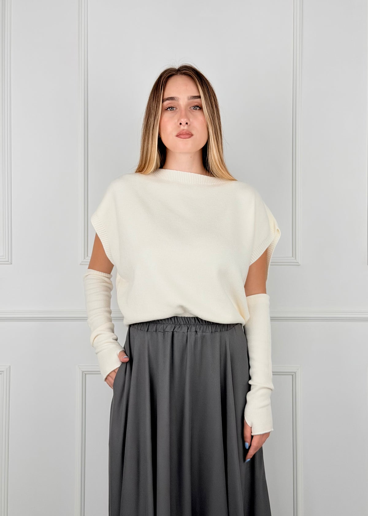 I92852M - BREND MAGLIA KIMONO CON MANICOTTI