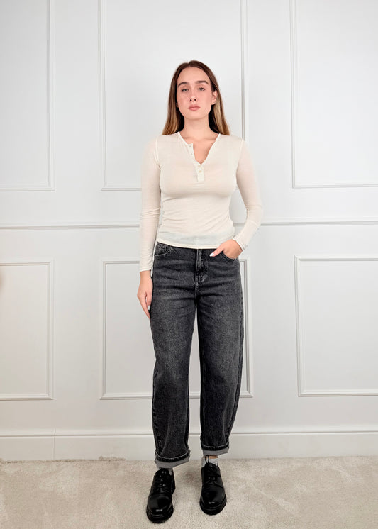 PVD71234T - MY-D DENIM MOM FIT FUME'