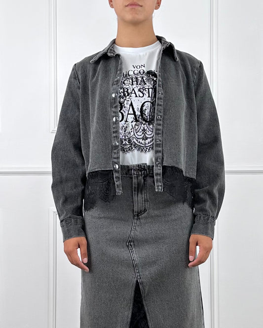 W25C655 - TENSIONE IN CAMICIA DENIM CON PIZZO