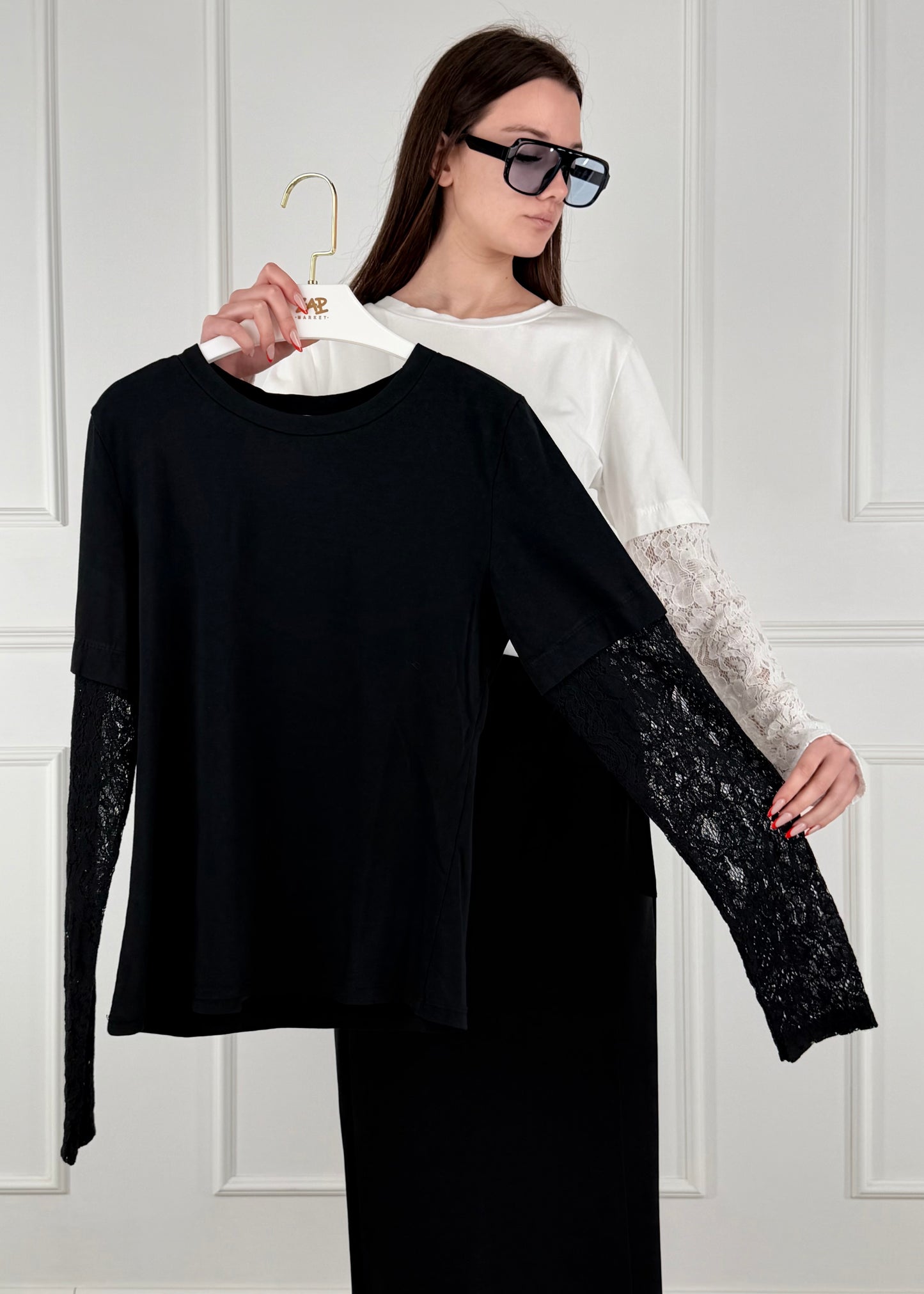 25489 - MAGLIA CON MANICA IN PIZZO