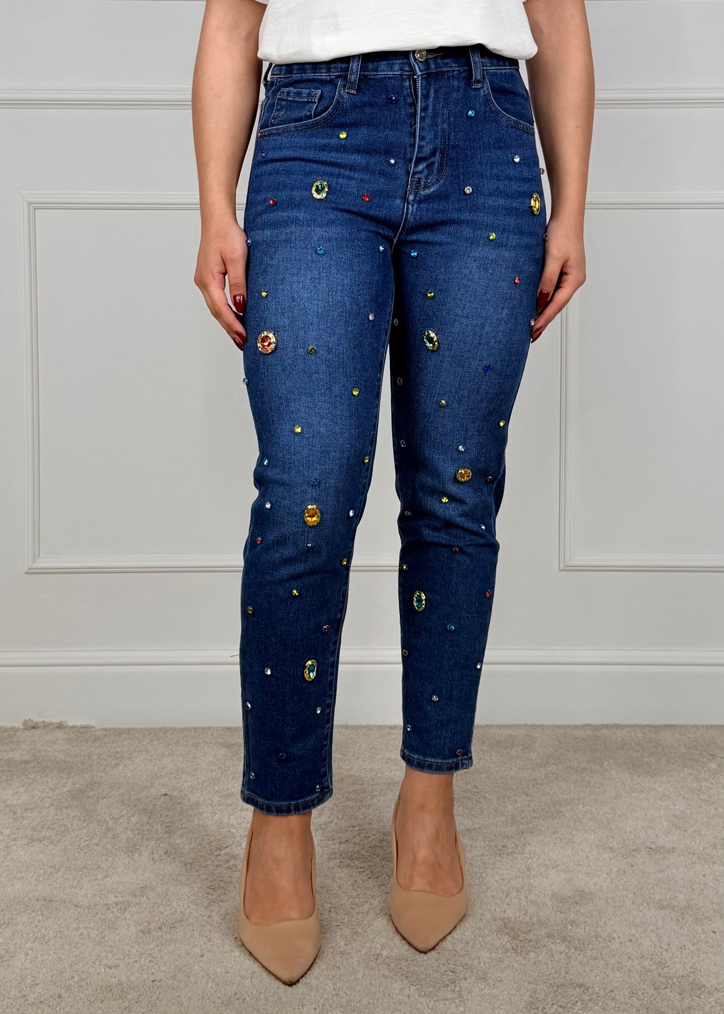 F31350 - DENIM CON APPLICAZIONI DI STRASS