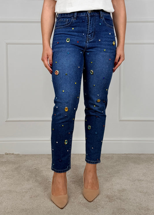 F31350 - DENIM CON APPLICAZIONI DI STRASS