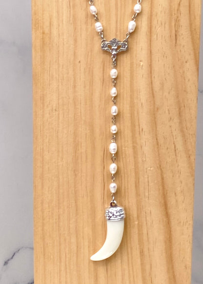 CLN • COLLANA CORNO CON PERLINE