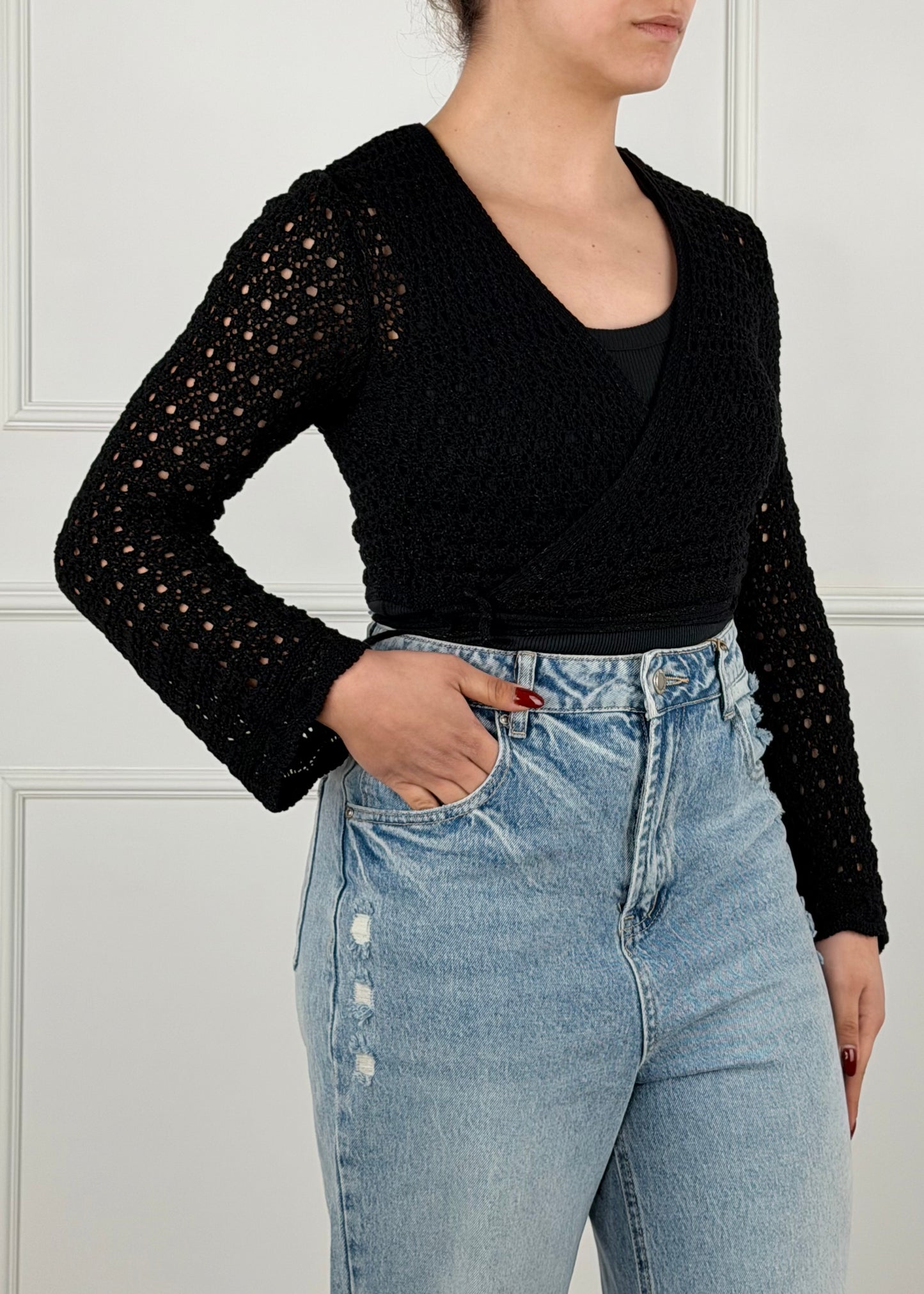 25007 - MAGLIA CROP AD INCROCIO IN CROCHET