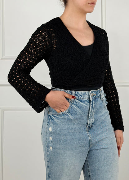 25007 - MAGLIA CROP AD INCROCIO IN CROCHET