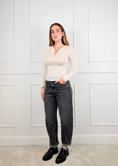 PVD71234T - MY-D DENIM MOM FIT FUME'