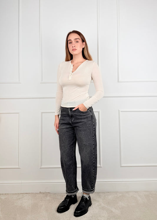 PVD71234T - MY-D DENIM MOM FIT FUME'