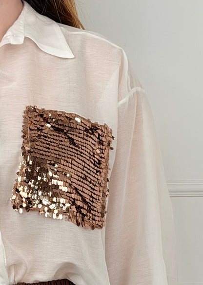 S26CG26 - TENSIONE IN CAMICIA TASCHINO DETTAGLIO  PAILLETTES