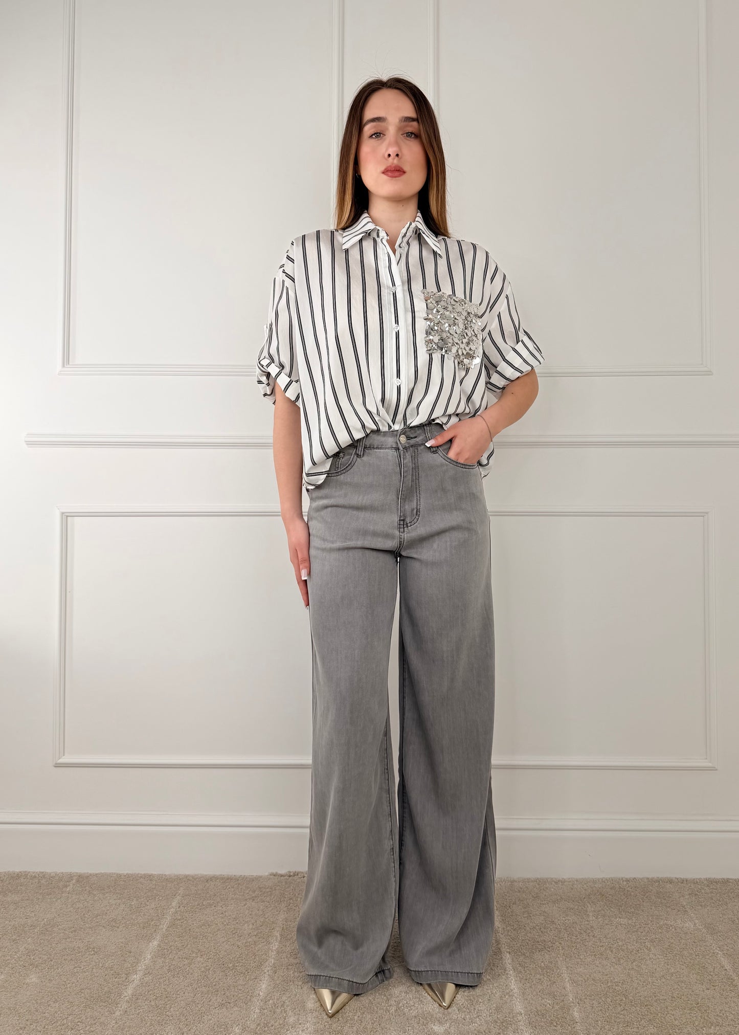 6165 - DENIM PALAZZO IN TESSUTO LEGGERO