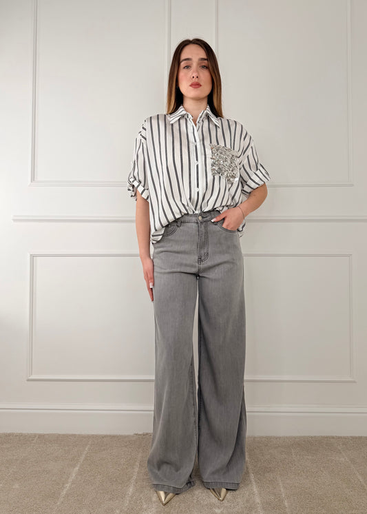 6165 - DENIM PALAZZO IN TESSUTO LEGGERO