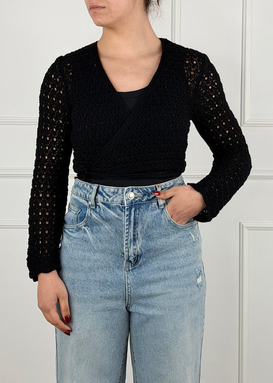 25007 - MAGLIA CROP AD INCROCIO IN CROCHET