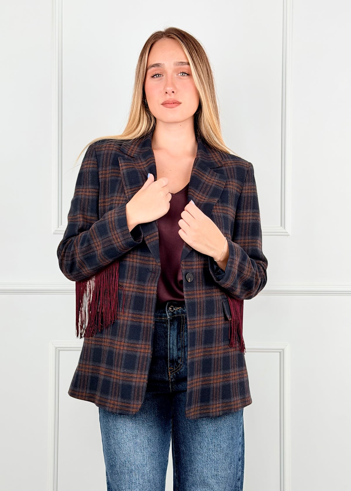 27B6273 - 27B6273 TENSIONE IN GIACCA FRANGE GRIGIO/BORDO