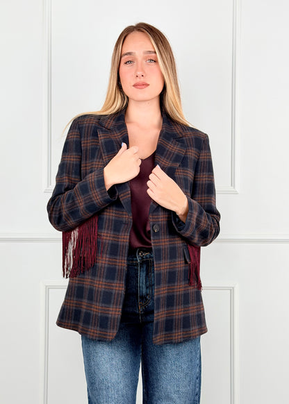 27B6273 - 27B6273 TENSIONE IN GIACCA FRANGE GRIGIO/BORDO