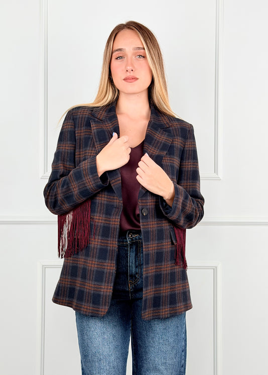 27B6273 - TENSIONE IN GIACCA FRANGE GRIGIO/BORDO