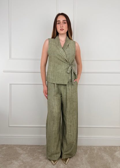 5957 - COMPLETO PANTALONE E GILET CHIUSURA A PORTAFOGLIO