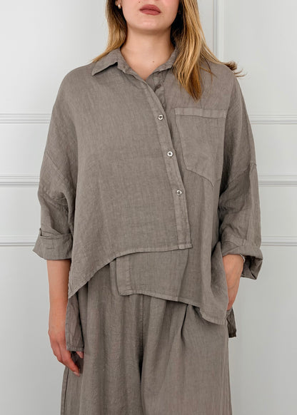 9452 - CAMICIA TAGLIO ASIMMETRICO IN LINO