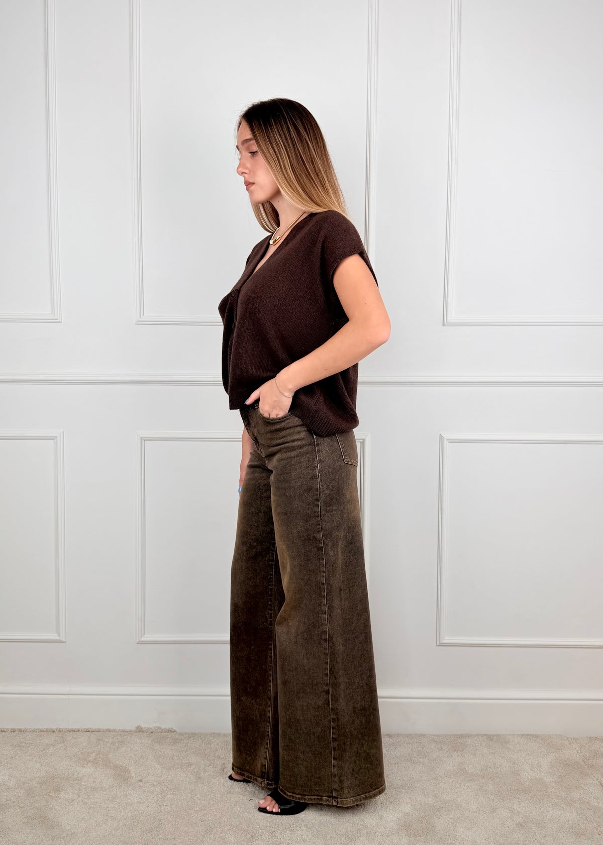 60119WF26 - GIORGIA & J.  DENIM WIDE LEG A VITA ALTA